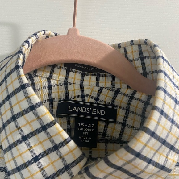 Lands End Supima Cotton No-Iron Button Up Shirt Size 15 x 32 EUC - Picture 6 of 7